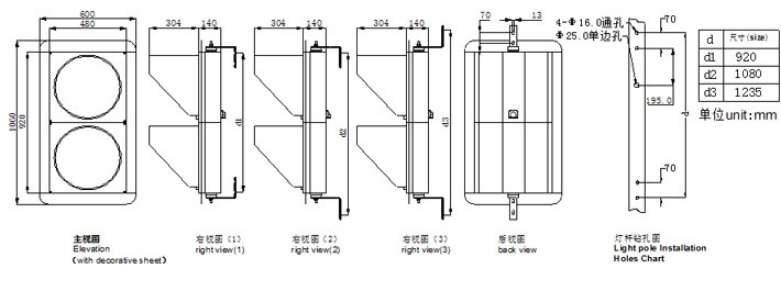 車道指示燈尺寸圖